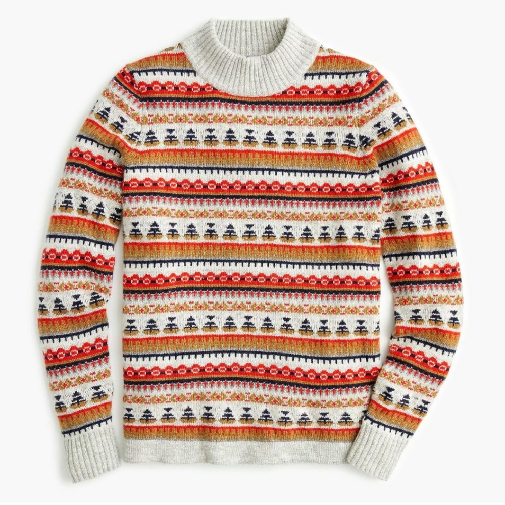 J Crew Mockneck Fair Isle Sweater